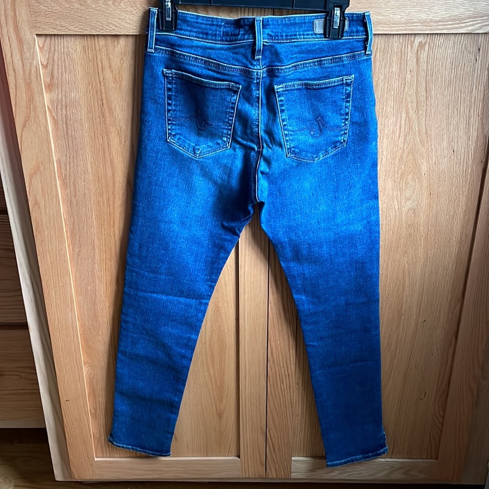 Farrah High rise skinny blue jeans with ankle slots in med blue wash - Picture 5 of 6